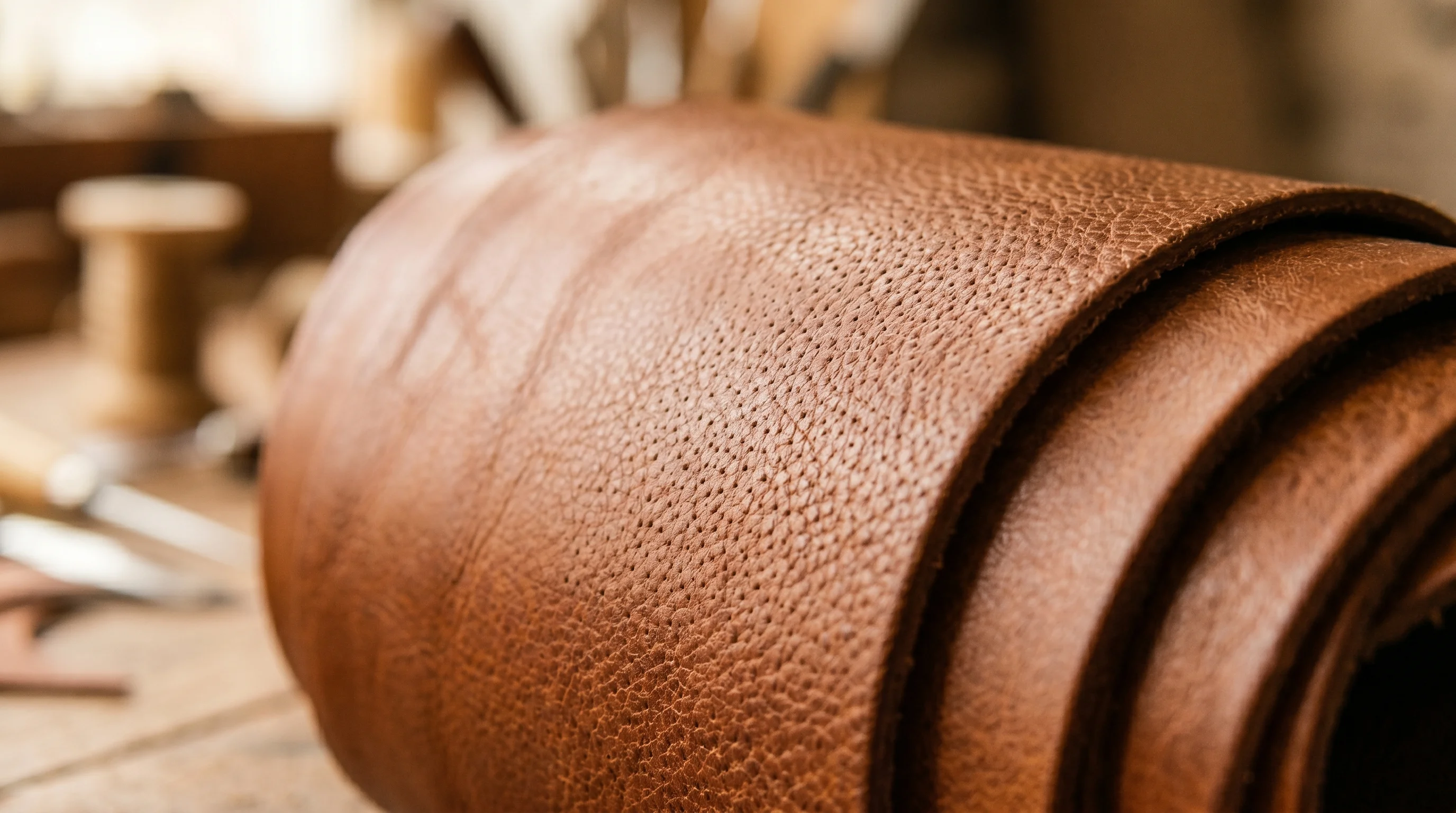 <p>Full Grain — </p><p>leather with character</p>